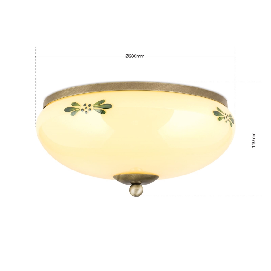 Stropné svietidlo LANDHAUS 2xE27/60W/230V pr. 28 cm bronz/béžová
