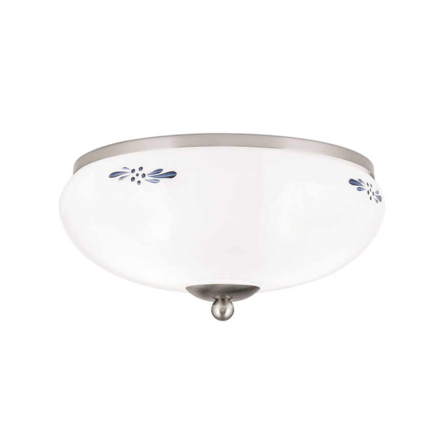 Stropné svietidlo LANDHAUS 2xE27/60W/230V pr. 28 cm matný chróm/biela