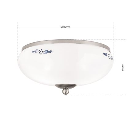 Stropné svietidlo LANDHAUS 2xE27/60W/230V pr. 28 cm matný chróm/biela
