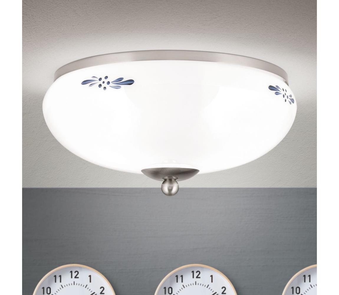 Orion DL 7-673 - Stropné svietidlo LANDHAUS 2xE27/60W/230V pr. 28 cm matný chróm/biela DL 7-673 satin/opal-blau
