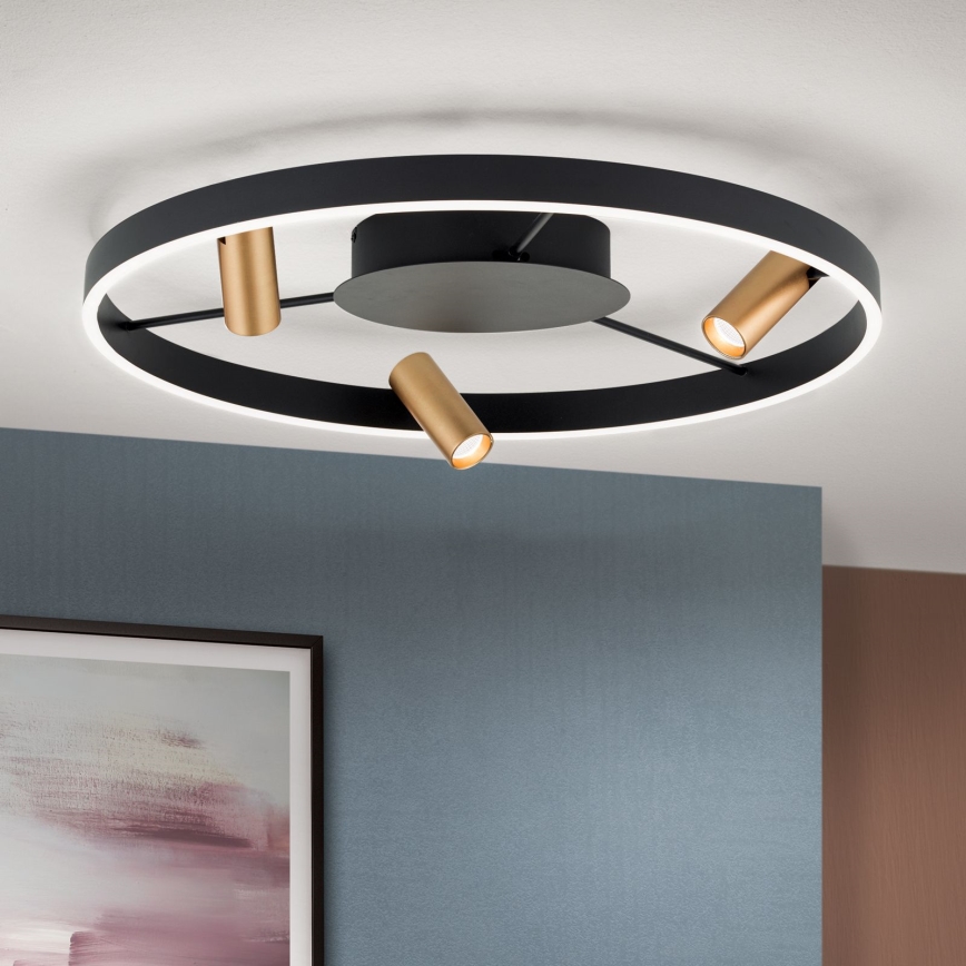 LED Stmievateľné stropné svietidlo BERLIN LED/50W/230V čierna/zlatá