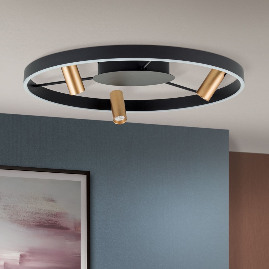 LED Stmievateľné stropné svietidlo BERLIN LED/50W/230V čierna/zlatá