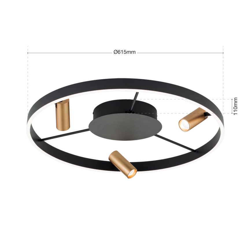 LED Stmievateľné stropné svietidlo BERLIN LED/50W/230V čierna/zlatá