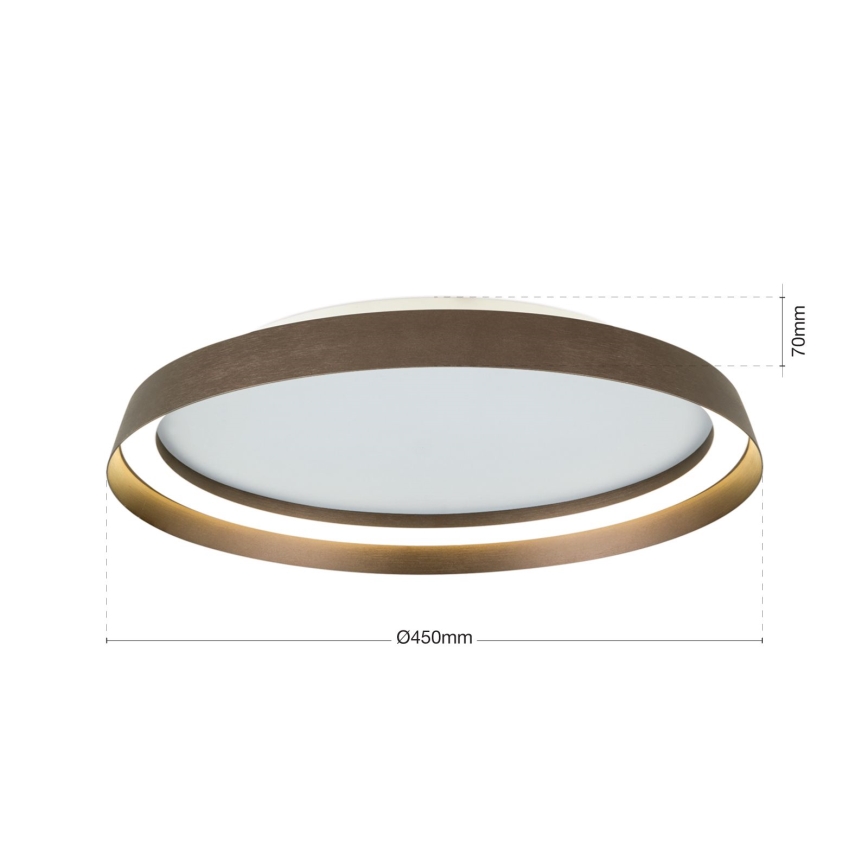 LED Stmievateľné stropné svietidlo MANTA LED/38W/230V 2700/3000/4000K pr. 45 cm hnedá