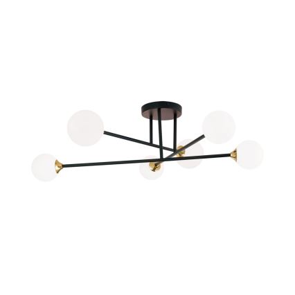Prisadený luster SNOWWHITE 6xG9/20W/230V pr. 84 cm čierna/zlatá