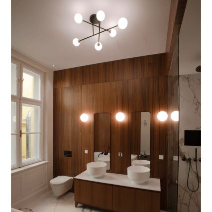 Prisadený luster SNOWWHITE 6xG9/20W/230V pr. 84 cm čierna/zlatá