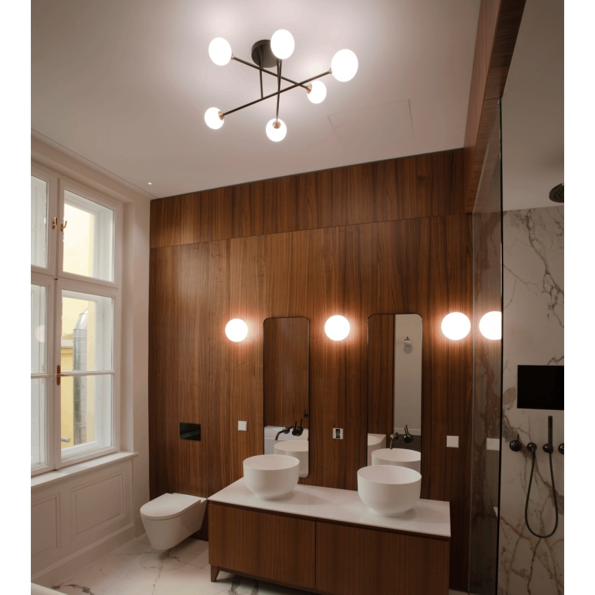 Prisadený luster SNOWWHITE 6xG9/20W/230V pr. 84 cm čierna/zlatá