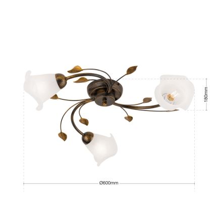 Prisadený luster SISI 3xE14/40W/230V pr. 60 cm bronz/patina