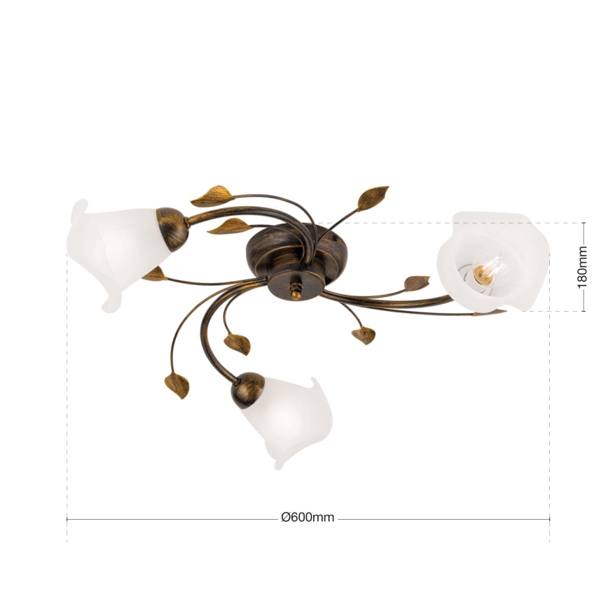Prisadený luster SISI 3xE14/40W/230V pr. 60 cm bronz/patina