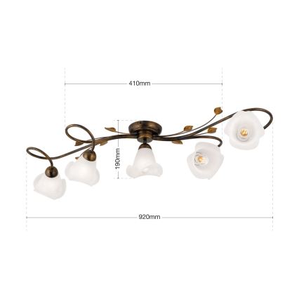 Prisadený luster SISI 5xE14/40W/230V bronz/patina
