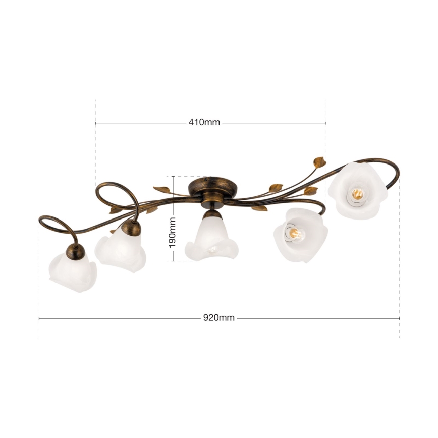 Prisadený luster SISI 5xE14/40W/230V bronz/patina