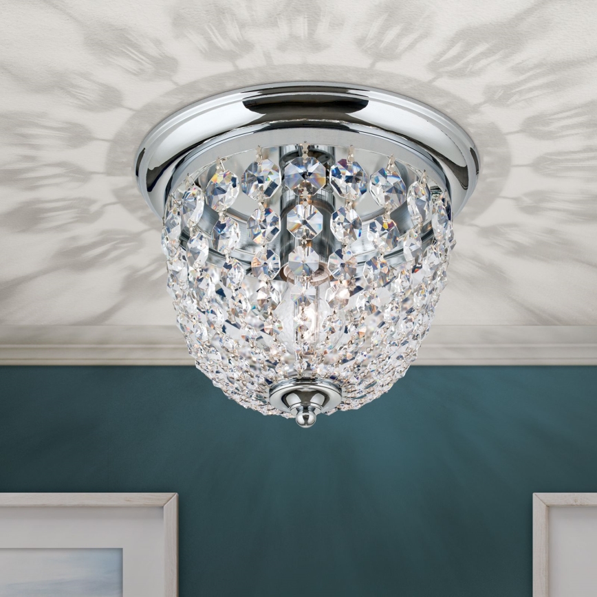 Krištáľové stropné svietidlo PLAFOND 1xE27/40W/230V pr. 26 cm lesklý chróm