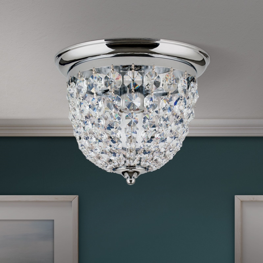 Krištáľové stropné svietidlo PLAFOND 1xE27/40W/230V pr. 26 cm lesklý chróm
