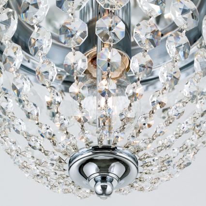 Krištáľové stropné svietidlo PLAFOND 1xE27/40W/230V pr. 26 cm lesklý chróm