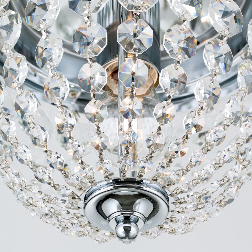 Krištáľové stropné svietidlo PLAFOND 1xE27/40W/230V pr. 26 cm lesklý chróm