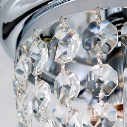 Krištáľové stropné svietidlo PLAFOND 1xE27/40W/230V pr. 26 cm lesklý chróm