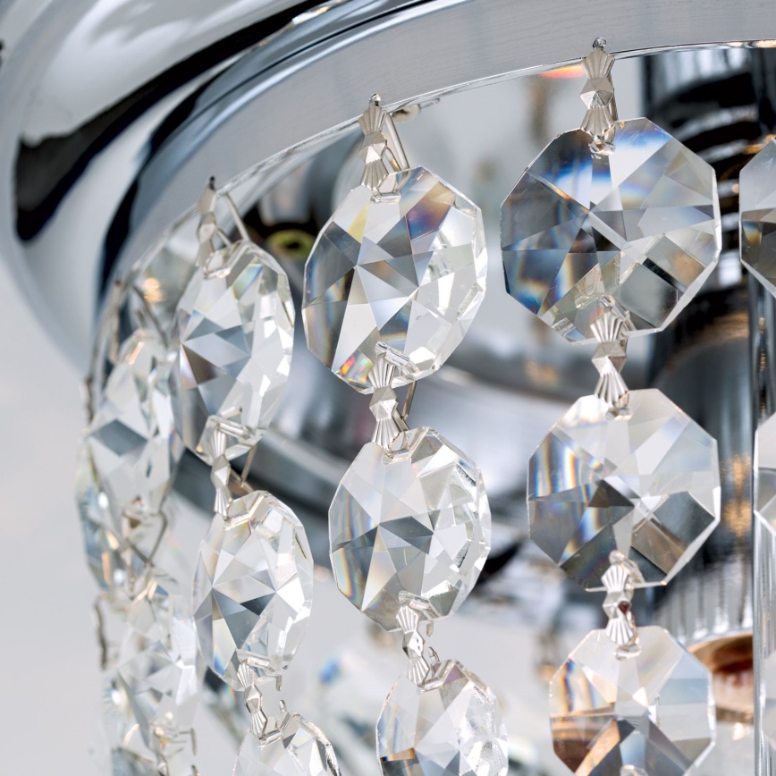 Krištáľové stropné svietidlo PLAFOND 1xE27/40W/230V pr. 26 cm lesklý chróm
