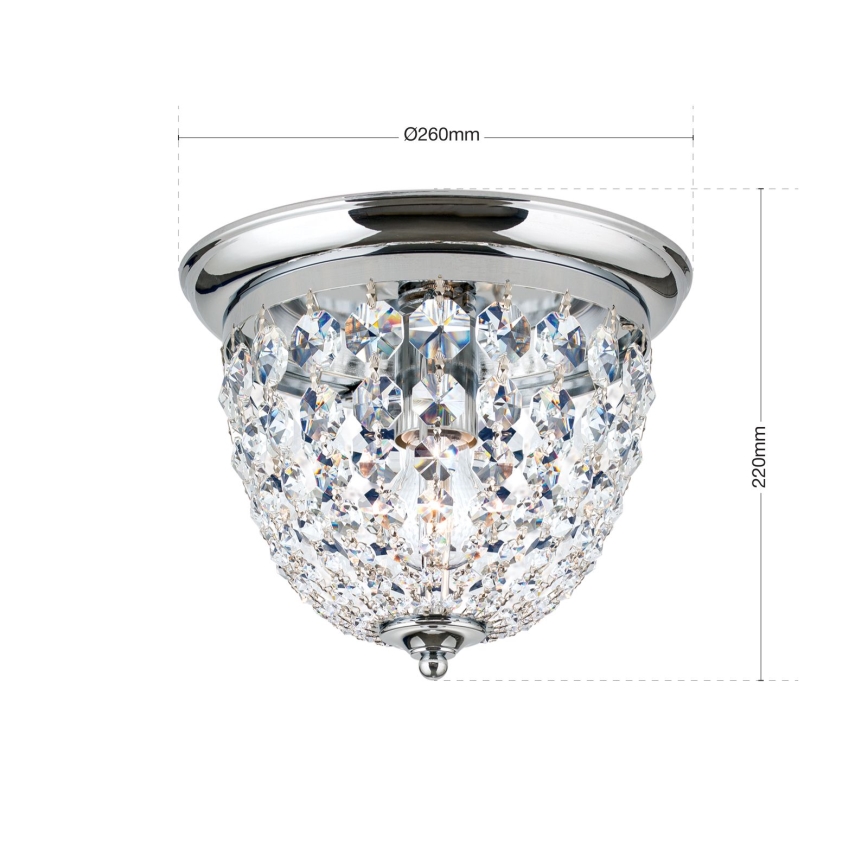 Krištáľové stropné svietidlo PLAFOND 1xE27/40W/230V pr. 26 cm lesklý chróm