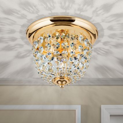 Krištáľové stropné svietidlo PLAFOND 1xE27/40W/230V pr. 26 cm zlatá