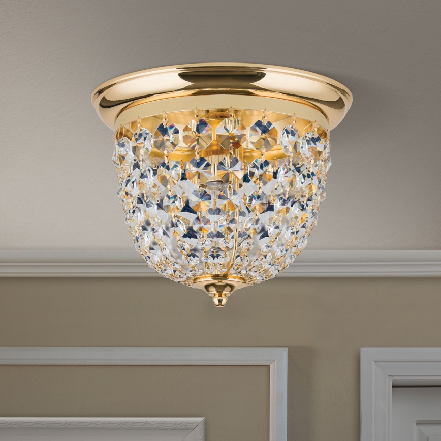 Krištáľové stropné svietidlo PLAFOND 1xE27/40W/230V pr. 26 cm zlatá