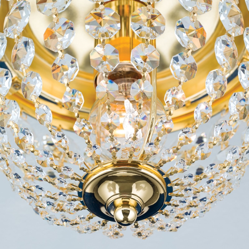 Krištáľové stropné svietidlo PLAFOND 1xE27/40W/230V pr. 26 cm zlatá