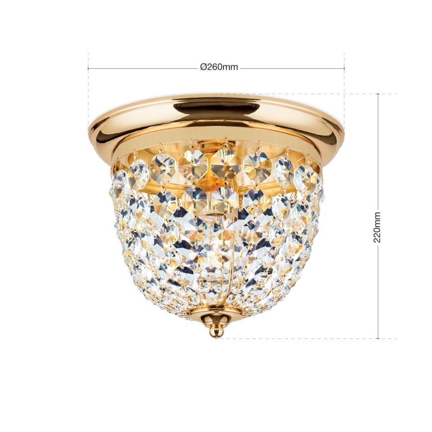 Krištáľové stropné svietidlo PLAFOND 1xE27/40W/230V pr. 26 cm zlatá
