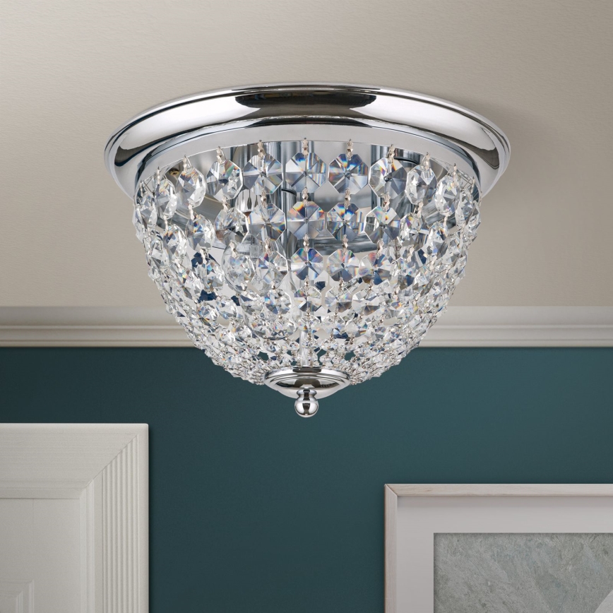 Krištáľové stropné svietidlo PLAFOND 3xE27/40W/230V pr. 35 cm lesklý chróm