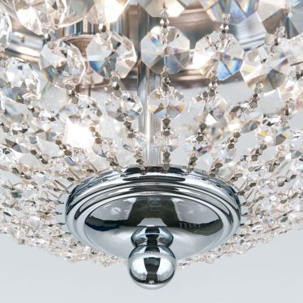 Krištáľové stropné svietidlo PLAFOND 3xE27/40W/230V pr. 35 cm lesklý chróm