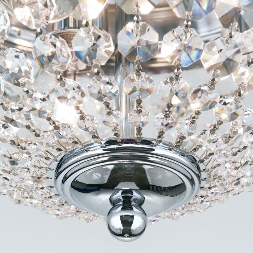 Krištáľové stropné svietidlo PLAFOND 3xE27/40W/230V pr. 35 cm lesklý chróm
