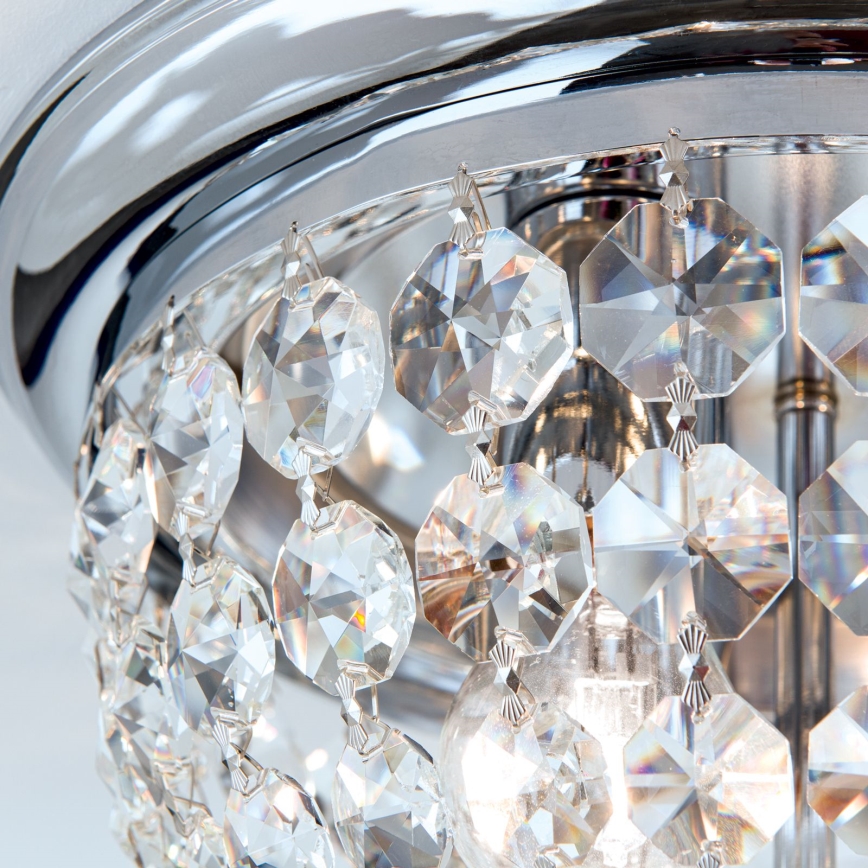 Krištáľové stropné svietidlo PLAFOND 3xE27/40W/230V pr. 35 cm lesklý chróm