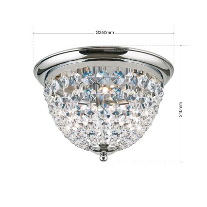 Krištáľové stropné svietidlo PLAFOND 3xE27/40W/230V pr. 35 cm lesklý chróm
