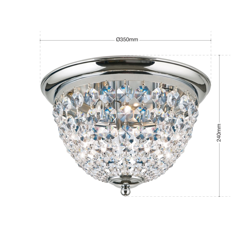Krištáľové stropné svietidlo PLAFOND 3xE27/40W/230V pr. 35 cm lesklý chróm