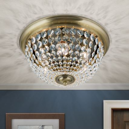 Krištáľové stropné svietidlo PLAFOND 6xE27/40W/230V pr. 47 cm bronz