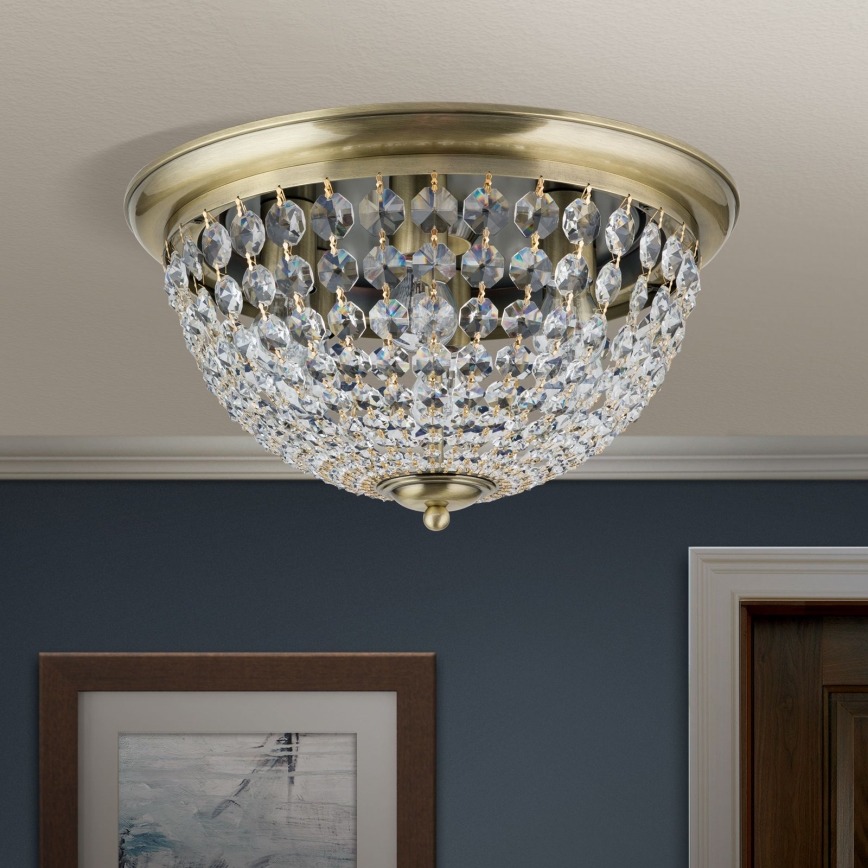 Krištáľové stropné svietidlo PLAFOND 6xE27/40W/230V pr. 47 cm bronz