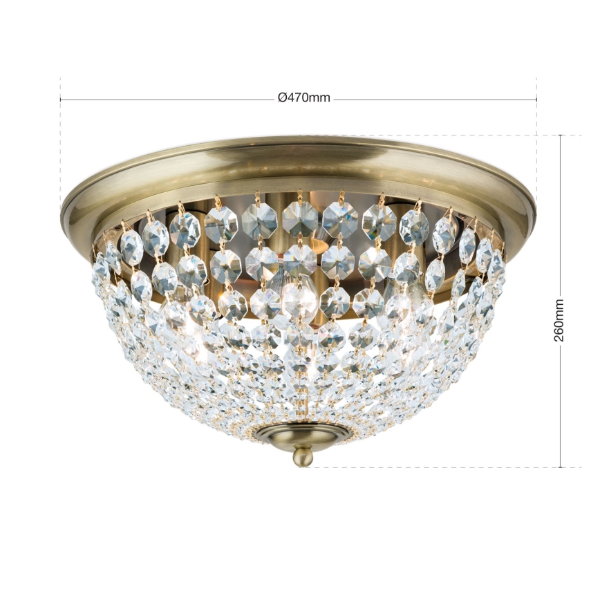Krištáľové stropné svietidlo PLAFOND 6xE27/40W/230V pr. 47 cm bronz
