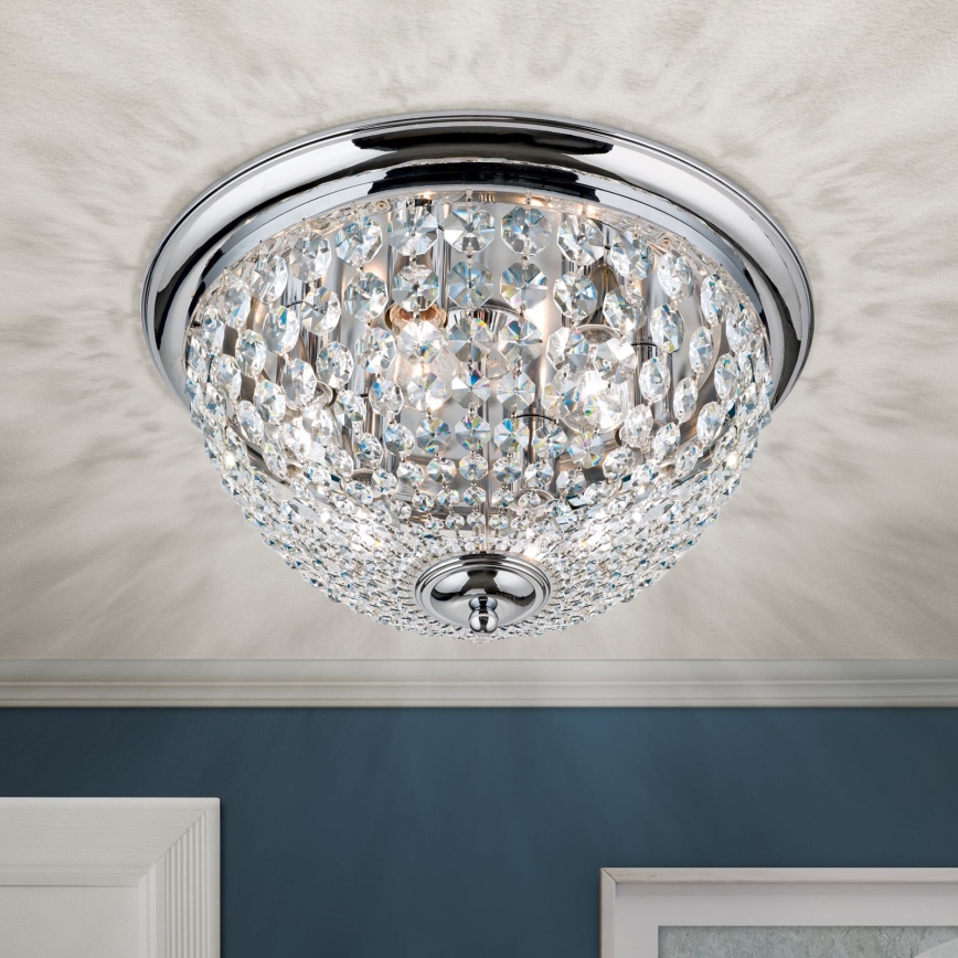Krištáľové stropné svietidlo PLAFOND 6xE27/40W/230V pr. 47 cm lesklý chróm