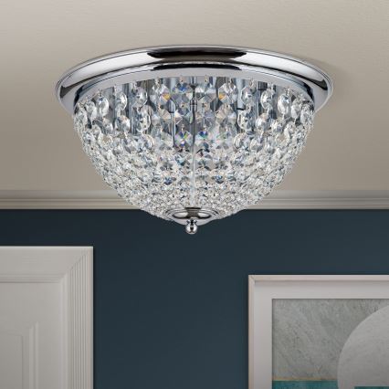 Krištáľové stropné svietidlo PLAFOND 6xE27/40W/230V pr. 47 cm lesklý chróm