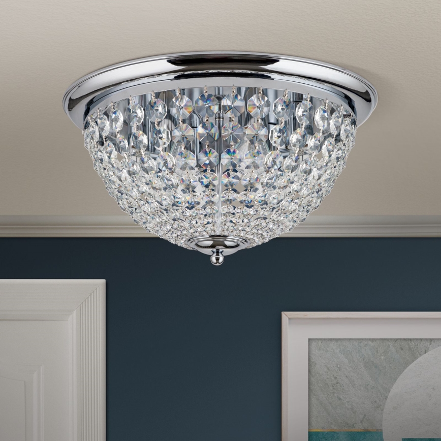 Krištáľové stropné svietidlo PLAFOND 6xE27/40W/230V pr. 47 cm lesklý chróm