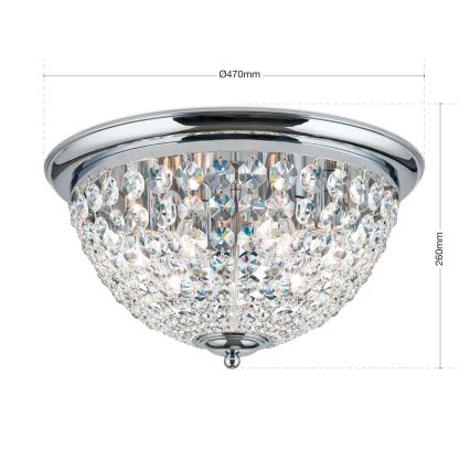 Krištáľové stropné svietidlo PLAFOND 6xE27/40W/230V pr. 47 cm lesklý chróm