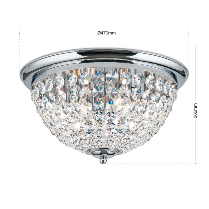 Krištáľové stropné svietidlo PLAFOND 6xE27/40W/230V pr. 47 cm lesklý chróm