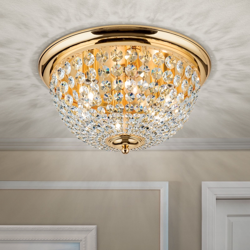 Krištáľové stropné svietidlo PLAFOND 6xE27/40W/230V pr. 47 cm zlatá