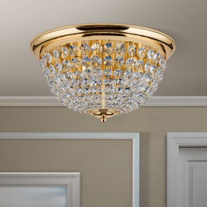 Krištáľové stropné svietidlo PLAFOND 6xE27/40W/230V pr. 47 cm zlatá
