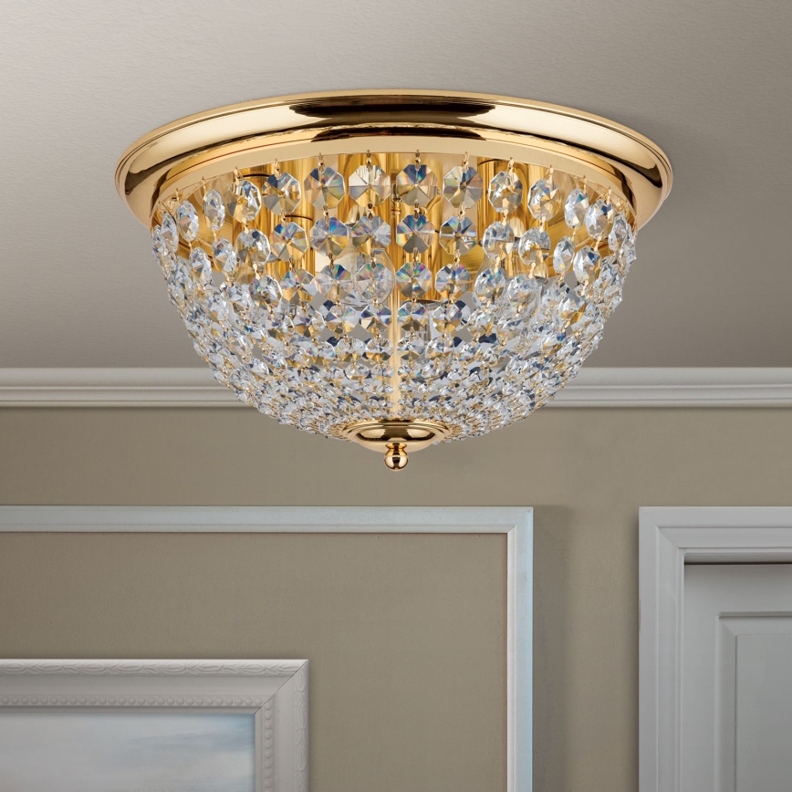 Krištáľové stropné svietidlo PLAFOND 6xE27/40W/230V pr. 47 cm zlatá