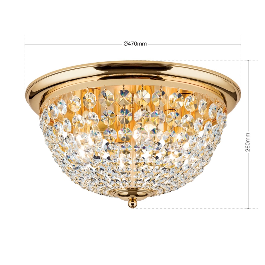 Krištáľové stropné svietidlo PLAFOND 6xE27/40W/230V pr. 47 cm zlatá