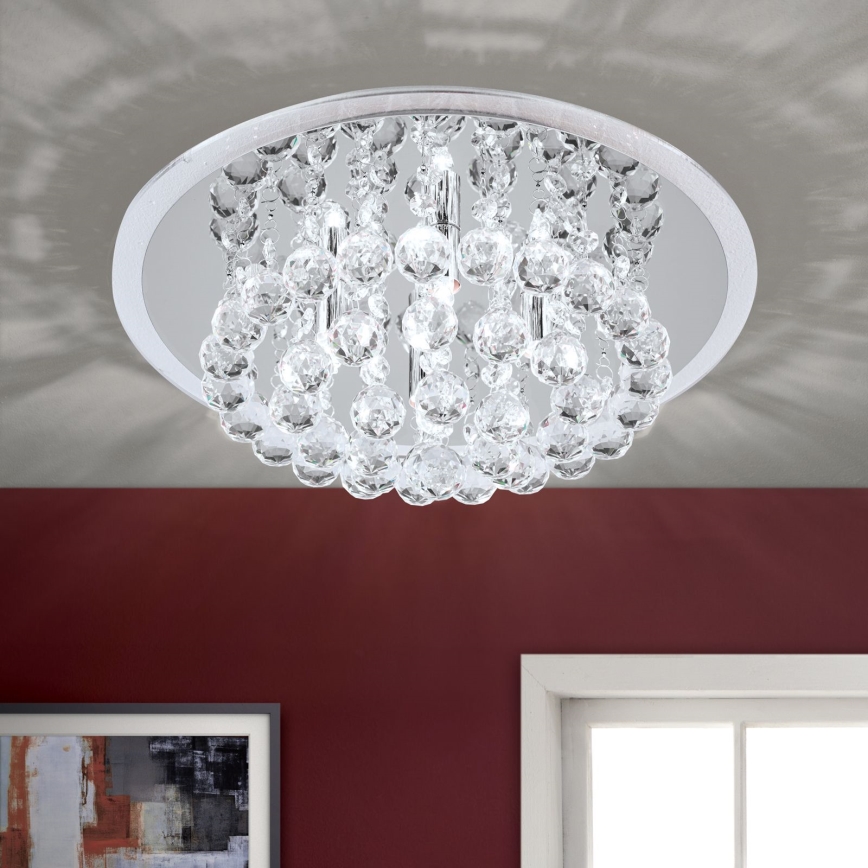 Krištáľové stropné svietidlo GLORIA 4xG9/40W/230V pr. 38 cm číra/lesklý chróm