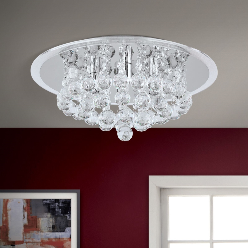 Krištáľové stropné svietidlo GLORIA 4xG9/40W/230V pr. 38 cm číra/lesklý chróm