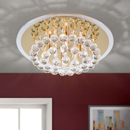Krištáľové stropné svietidlo GLORIA 4xG9/40W/230V pr. 38 cm zlatá