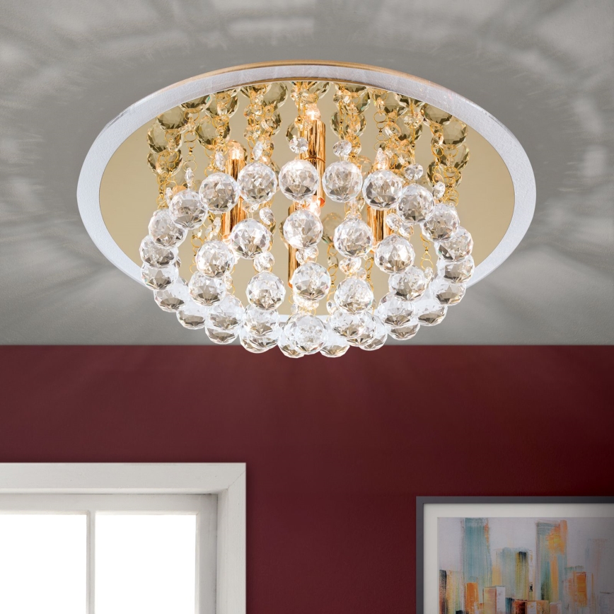 Krištáľové stropné svietidlo GLORIA 4xG9/40W/230V pr. 38 cm zlatá