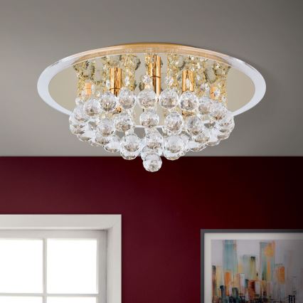 Krištáľové stropné svietidlo GLORIA 4xG9/40W/230V pr. 38 cm zlatá