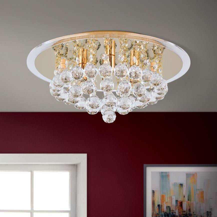 Krištáľové stropné svietidlo GLORIA 4xG9/40W/230V pr. 38 cm zlatá